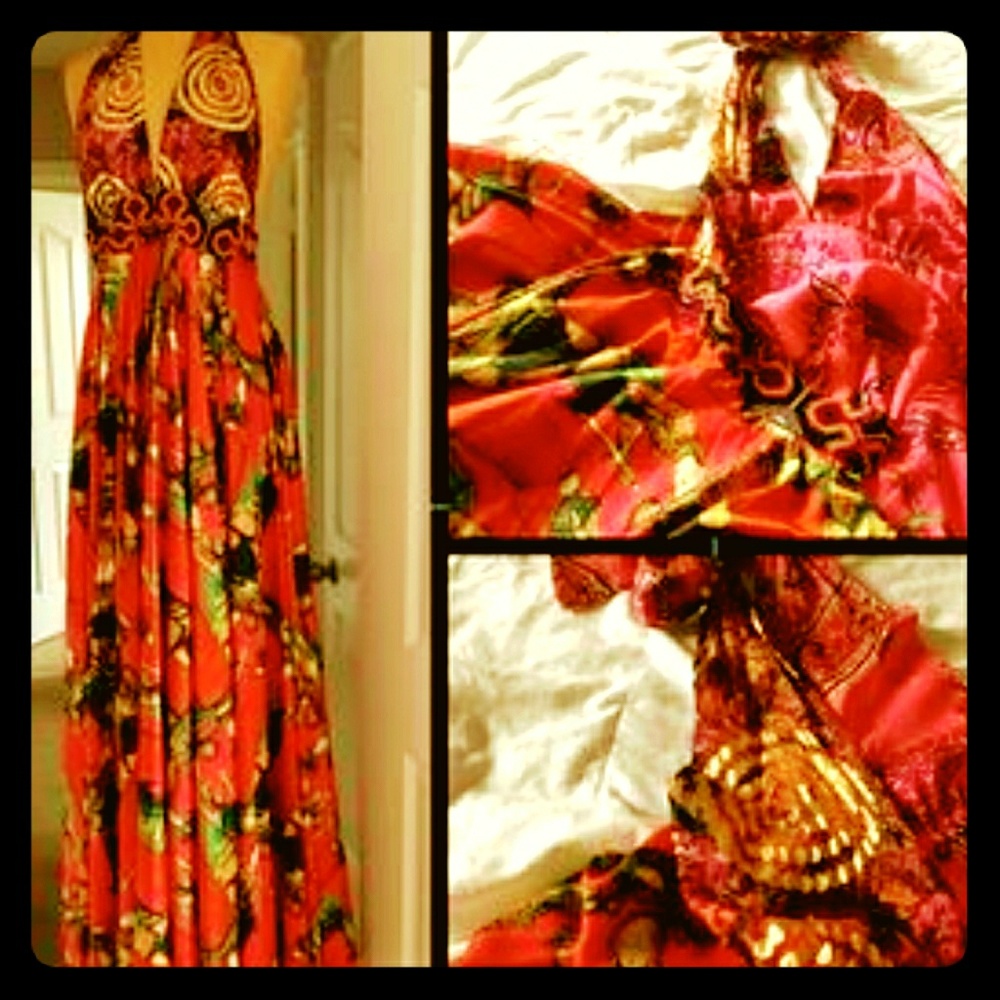 MEGHAN LA BOHEME HALTER MAXI DRESS